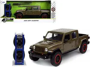 2020 Jeep Gladiator Rubicon Pickup Truck Dark Green Metallic with Extra Wheels "Just Trucks" Series 1/24 Diecast Model Car by Jada