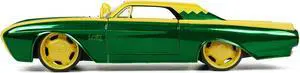 1963 Ford Thunderbird Green and Yellow Metallic with Hood Graphics and Loki Diecast Figure "Loki" "Marvel" Series 1/24 Diecast Model Car by Jada