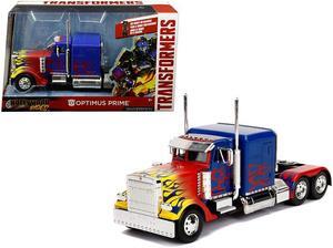 Optimus Prime Truck With Robot On Chassis From Transformers Movie Hollywood Rides Series Diecast Model By Jada 30446