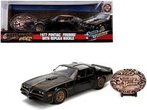 1977 Pontiac Firebird Trans Am Black with Replica Buckle "Smokey and the Bandit" (1977) Movie "Hollywood Rides" Series 1/24 Diecast Model Car by Jada