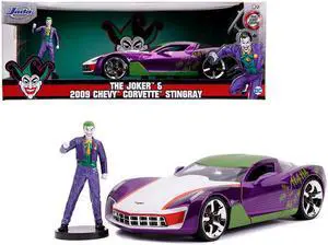 2009 Chevrolet Corvette Stingray with Joker Diecast Figurine "DC Comics" Series 1/24 Diecast Model Car by Jada