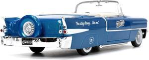 1956 Cadillac Eldorado Convertible Blue Metallic with Cream Interior "Stay Classy" and Blue M&M Diecast Figure "M&M's" "Hollywood Rides" Series 1/24 Diecast Model Car by Jada
