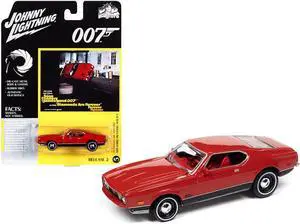 1971 Ford Mustang Mach 1 Bright Red with Black Bottom (James Bond 007) "Diamonds Are Forever" (1971) Movie "Pop Culture" Series 1/64 Diecast Model Car by Johnny Lightning