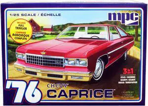 Skill 2 Model Kit 1976 Chevrolet Caprice with Trailer 3-in-1 Kit 1/25 Scale Model by MPC