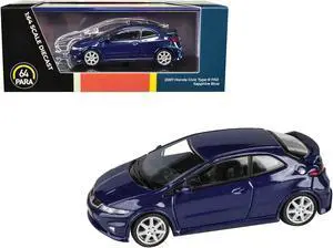 2007 Honda Civic Type R FN2 Sapphire Blue Metallic 1/64 Diecast Model Car by Paragon Models