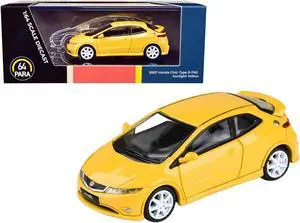 2007 Honda Civic Type R FN2 Sunlight Yellow 1/64 Diecast Model Car by Paragon Models