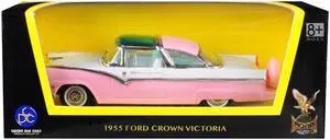 1955 Ford Crown Victoria Pink and White 1/43 Diecast Model Car by Road Signature