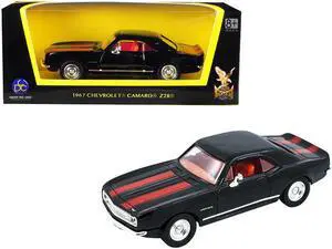 1967 Chevrolet Camaro Z-28 Black with Red Stripes 1/43 Diecast Model Car by Road Signature