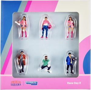 "Race Day 2" 6 piece Diecast Figure Set for 1/64 Scale Models by Tarmac Works & American Diorama
