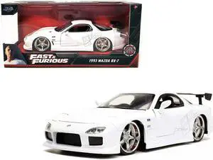 1993 Mazda RX-7 "HKS" White "Fast & Furious" Movie 1/24 Diecast Model Car by Jada