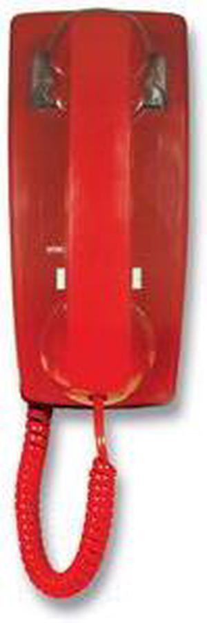 RED NO DIAL WALL PHONE WITH RINGER