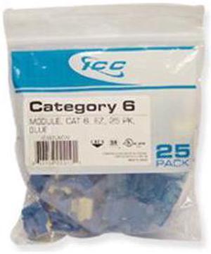 ICC IC107L6CBL High Density Category 6 Modular EZ-RJ45 Connector; Blue, 25/Pack