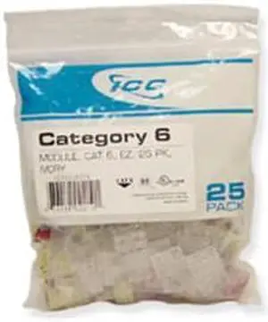 ICC IC107L6CWH High Density Category 6 Modular EZ-RJ45 Connector; 8P8C, White