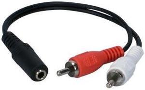 QVS CC399FM 3.5mm Mini-Stereo Female to Two RCA Male Speaker Adaptor