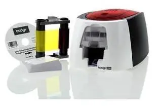 EVOLIS B22U0000RS Badgy200 Plastic ID Card Solution - Print borderless plastic badges, 40/sec CLR, 11/sec BLK, Badge Studio+ software w/database, PC/Mac