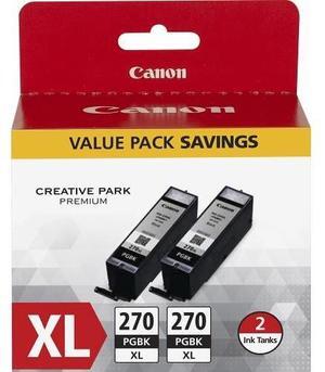 Canon PGI-270 XL High Yield Ink Cartridge - Dual Pack - Pigmented Black