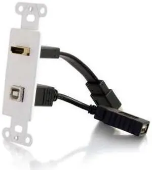 C2G 39702 HDMI and USB Pass Through Decora Style Wall Plate - White - White