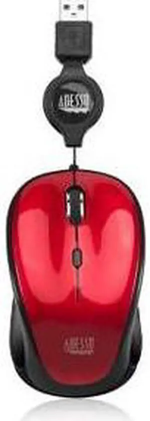 Adesso IMOUSES8R RED USB ILLUMINATED RETRACTABLE MINI MOU