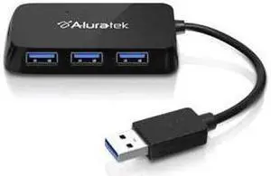 Aluratek AUH2304F 4-Port USB 3.0 SuperSpeed Hub with Attached Cable