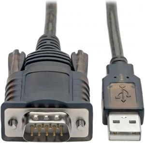 Tripp Lite TRI#U209005COM  RS232 to USB Adapter Cable with COM Retention (USB-A to DB9 M/M), FTDI, 5 ft. - USB / serial cable - USB (M) to DB-9 (M) - 5 ft - black - for P/N: U026-016, U026-025, U026-1