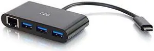 Cables To Go 29747 USB C Ethernet and 3 Port USB Hub Black