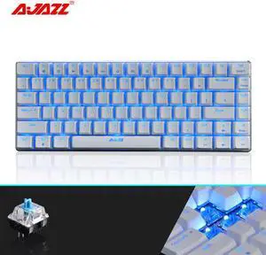 UrChoiceLtd® Ajazz Geek AK33 Backlit Usb Wired Gaming Mechanical Keyboard Blue Black Switches for Office, Typists and Play Games ( Blue Switch,White )