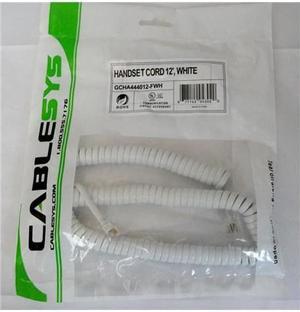 Cablesys 1200WH GCHA444012-FWH / 12' WHITE Handset Cord