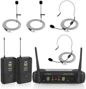 PYLE PDWM3400 Pyle UHF mic system 2 body packs 2 head sets
