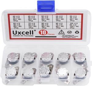 10pcs NC KSD301 Thermostat 40-100°C(104-212°F) Temperature Thermal Control Switch 40 45 50 55 60 65 70 80 90 100°C Normally Close Assortment Kit
