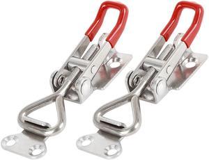 2pcs Stainless Steel Car Adjustable Pull Toggle Clamp Latch Hasp with Hole 100Kg 220Lbs