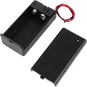 Black Plastic 9V Battery Holder Storage Case ON/OFF Switch w Cap