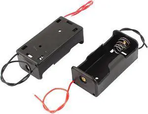 2pcs Black Plastic Battery 1x1.5V Holder Box Case with 15cm Lead