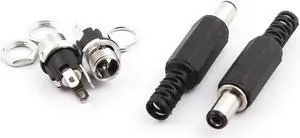 Plastic Cover DC Power Male Female Socket Connector 2.1mm x 5.5mm 2 Pairs