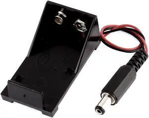 5.5mmx2.1mm DC Male 9V Cell Battery Holder Case Box w Wire Leads