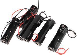 7 Pcs Black Red 2-Wires Cable Connectors 1x AA Battery Box Case Holder