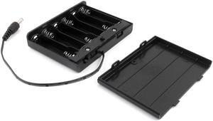 2.1 x 5.5mm Male 6 Capacity 9V Plastic Case Box Holder w Cover for AA Battery