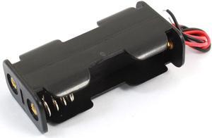 Dual 1.5V AA Black 2 Sides Plastic Battery Case Box Wire Holder