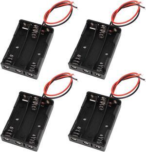 4 Pcs Wired 3 x 1.5V AAA Battery Holder Plastic Case Storage Box Container Organizer Adapter Checker