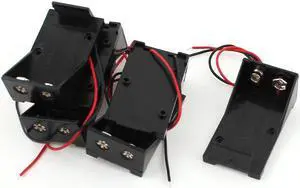 6 Pcs 2 Wired 1 x 9V Battery Holder Plastic Case Storage Box Black