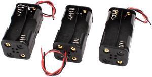 3 Pcs Black 4 x 1.5V AA Battery Batteries Holder Storage Case w Wire