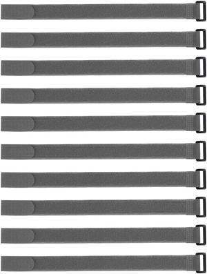 10pcs Hook and Loop Straps, 1-inch x 16-inch Securing Straps Reusable Fastening Cable Tie (Gray)