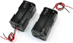 2Pcs Spring Clip Black Dual Layers Battery Storage Holder 4 x 1.5V AA
