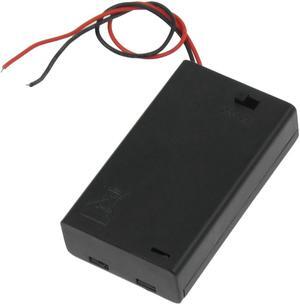 Two Wire Leads ON/OFF Switch Black 3 x 1.5V AAA Battery Holder Case w Cover