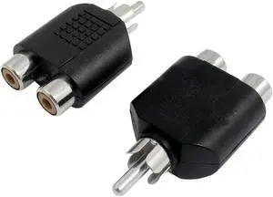 RCA AV Audio Y Splitter Adapter 1 Male to 2 Female 2 Pcs