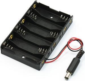 2.1mmx5.5mm Male Plug Wired Battery Box for 6 x 1.5V AA Batteries