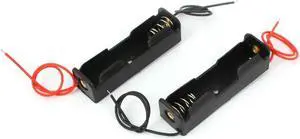6" Wire Leads Black 1 x 1.5V AA Battery Batteries Holder Case 2Pcs