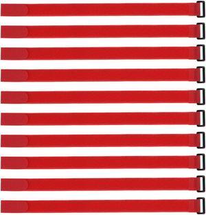 10pcs Hook and Loop Straps, 1-inch x 18-inch Securing Straps Reusable Fastening Cable Tie (Red)