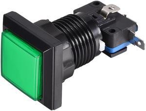 Game Push Button 34x34 Square 12V LED Illuminated Push Button Switch with Micro Switch for Arcade Video Games Green 1pcs