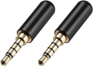 Headphone Plug Jack Stereo 3.5mm Male Audio Cable Repair DIY Earphone Headset Soldering Replacement Tool Copper Black 2pcs
