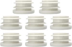 3/4" 19mm OD Plastic Round Ribbed Tube Insert Pipe Tubing End Covers Caps White 8pcs, 0.63"-0.71" Inner Dia Furniture Glide Chair Feet Floor Protector